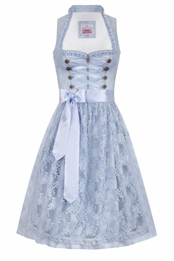 Midi Dirndl 65 cm hellblau mit Perlenborte Eloisa 010713