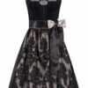 Midi Dirndl 65 cm schwarz taupe Samt Greta 014459