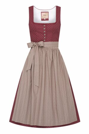 Dirndl lang 80 cm dunkelrot taupe Annabell 008867