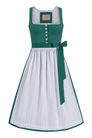 Dirndl lang 85 cm dunkelgrün weiß Melinda 014670