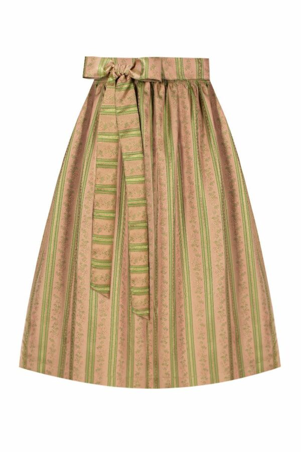 Dirndlschürze midi 70cm apricot grün gestreift Sandra 008115