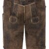Lederhose kurz mit Gürtel braun grün Saalbach 014840