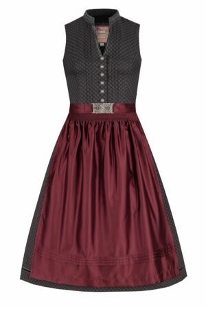 Midi Dirndl 65 cm anthrazit bordeaux Karla 009997