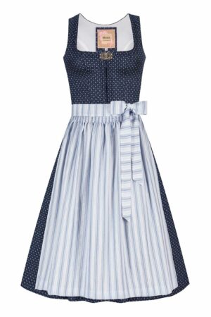 Midi Dirndl 65 cm dunkelblau hellblau Therese 010400