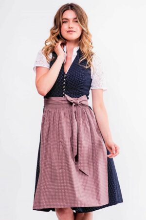 Midi Dirndl 65 cm dunkelblau rosenholz Valentina 014426