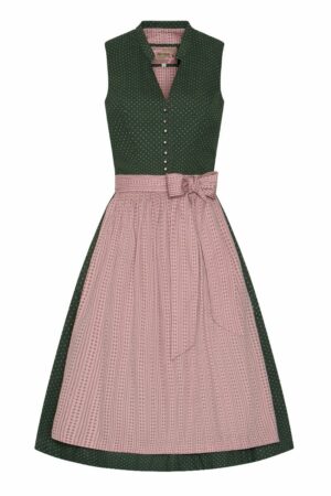 Midi Dirndl 65 cm grün altrosa Valentina 014425