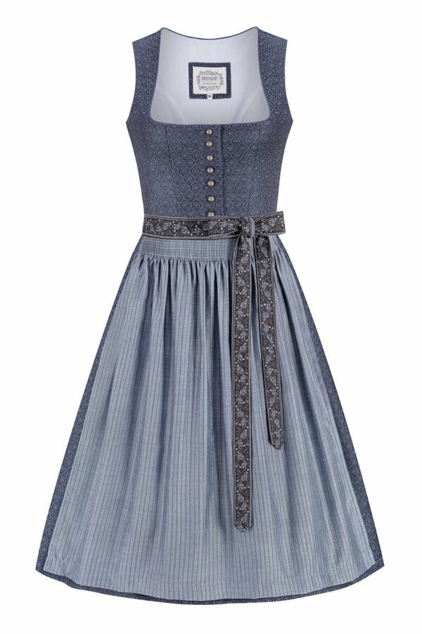 Midi Dirndl 70 cm blau blaugrau Martina 015477