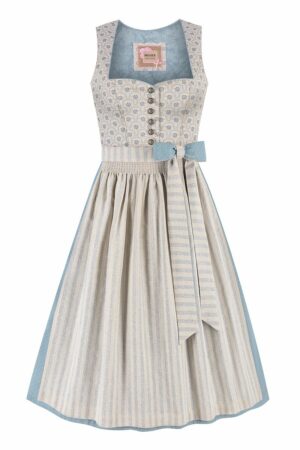 Midi Dirndl 70 cm natur blaugrau Melanie 015869