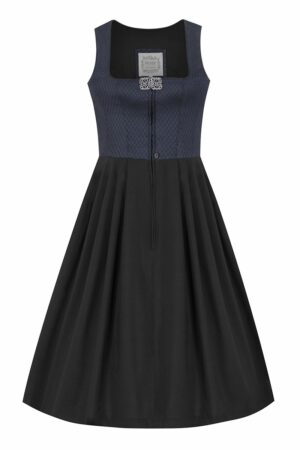 Midi Dirndl 70 cm Gastro dunkelblau schwarz Stretch Emma 014193