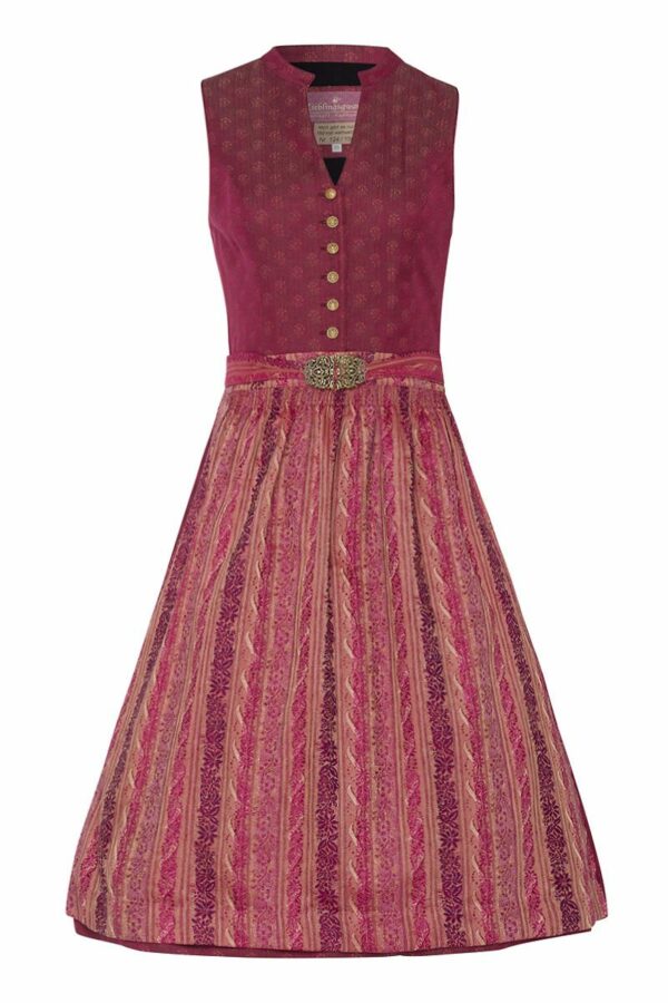 Midi Dirndl 65cm beere gemustert taupe Fiona 004754 - limitiert