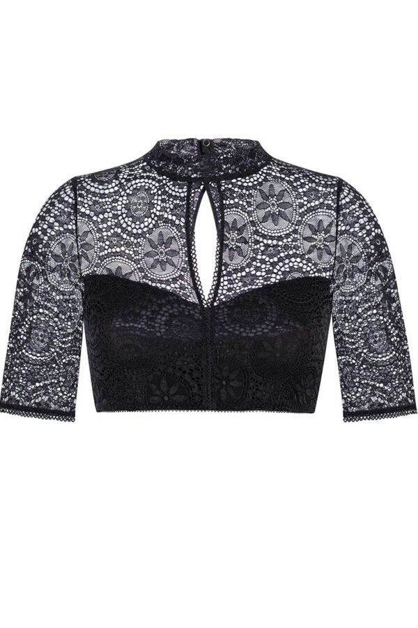 Dirndlbluse Spitze schwarz Stretch Alina 014777