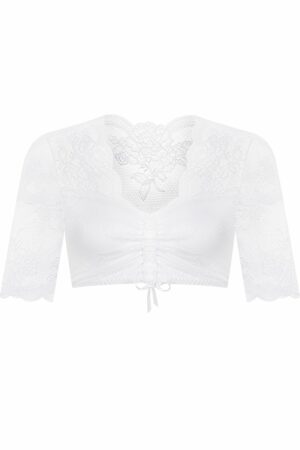 Dirndlbluse Spitze weiß geblümt Stretch 012124